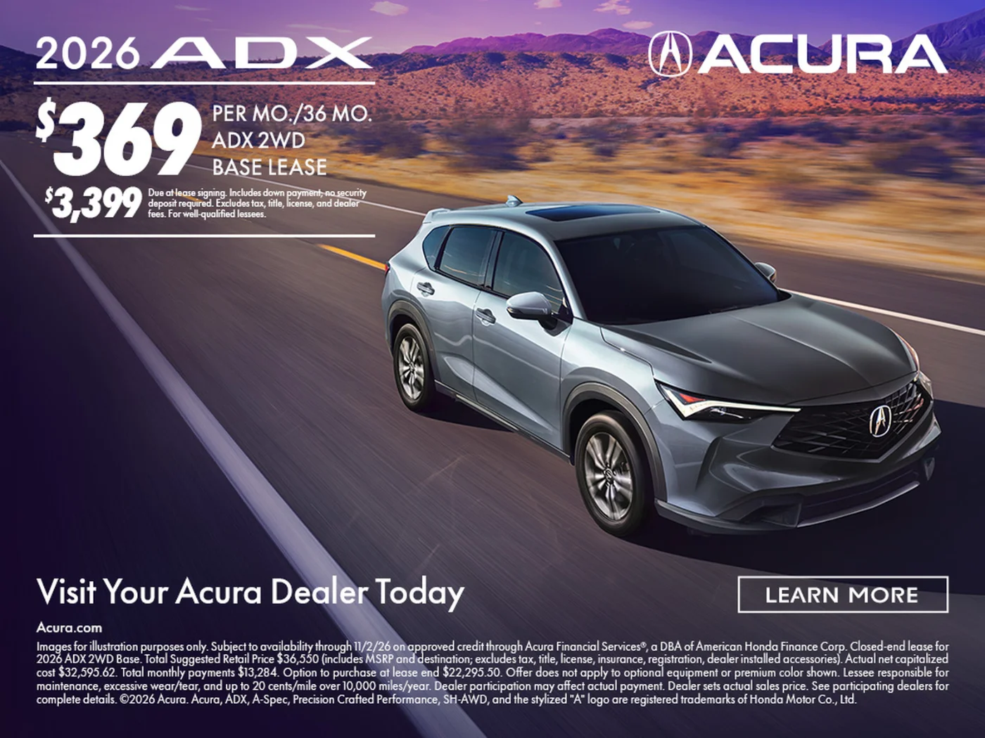 Acura ADX lease offer