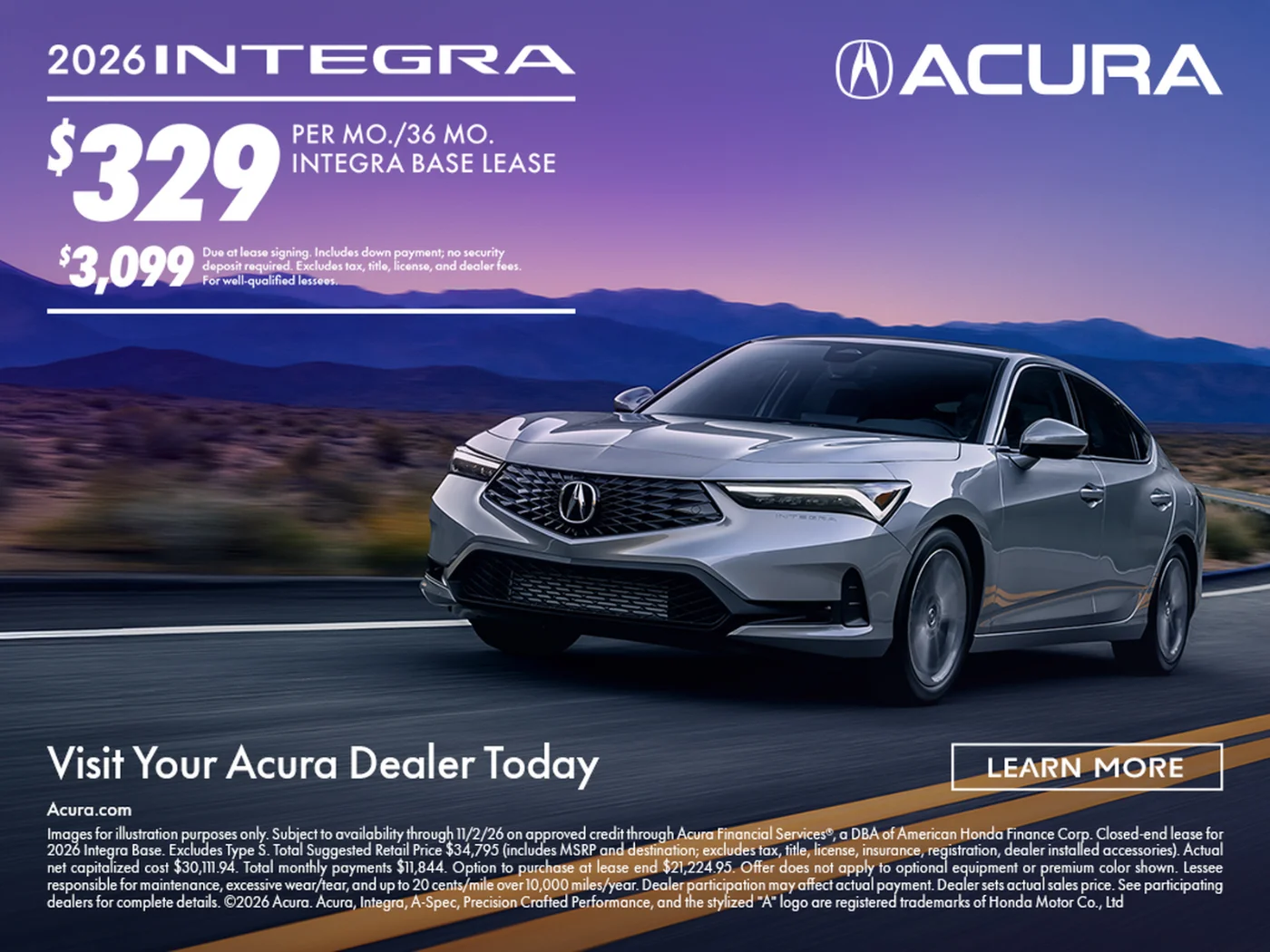 Acura Integra lease offer